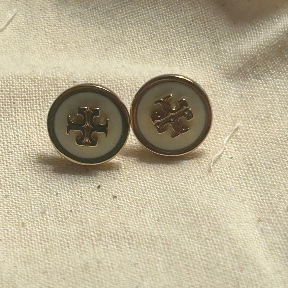 Lot of 2 Tory Burch Kira Studs Black and Ivory